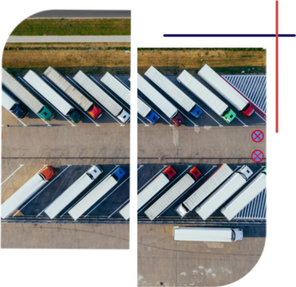 Luftaufnahme von Lastwagenparkplatz