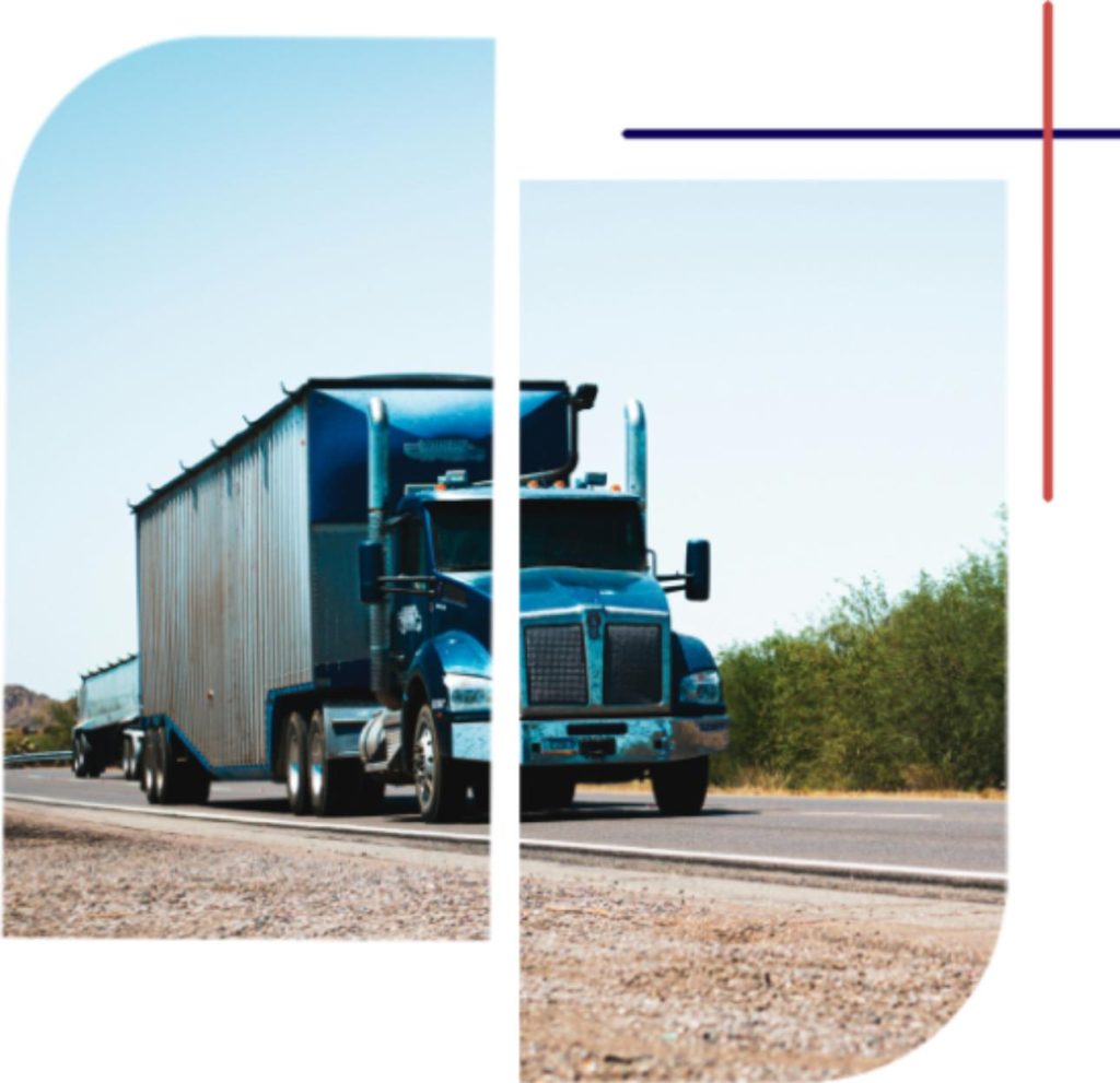 Blauer Lkw auf der Straße